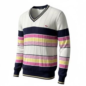 Harmont & Blaine Multicoloured Stripes Cotton V neck Pullover Sweater Mens XL